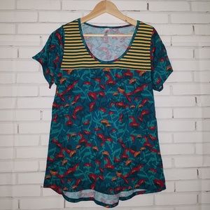 Teal & Striped Lularoe Classic Tee